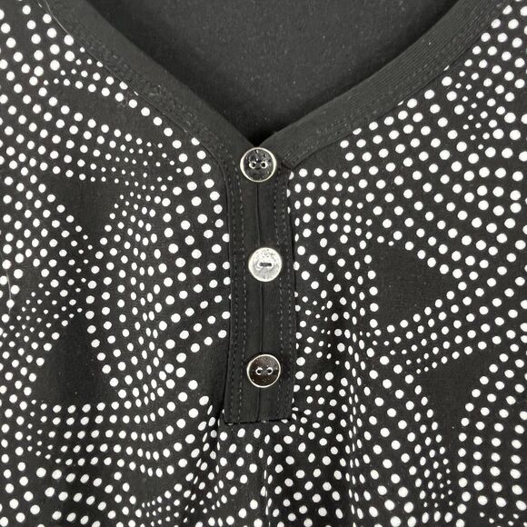 Elie McCarthy Size 2x Slinky Black And White Geometric Pattern Blouse 3/4 Sleeve - Picture 3 of 10